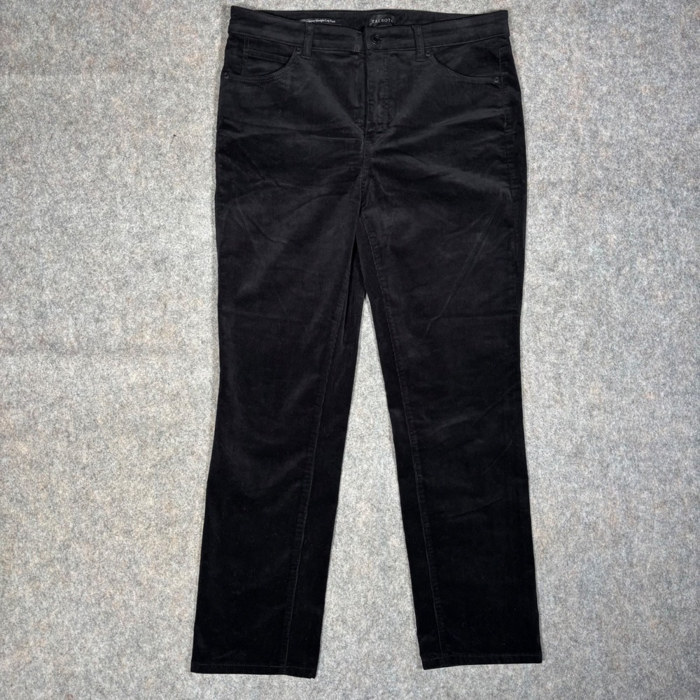 Talbots Corduroy Straight Leg Pant Womens 10P Black High Rise Stretch Classic